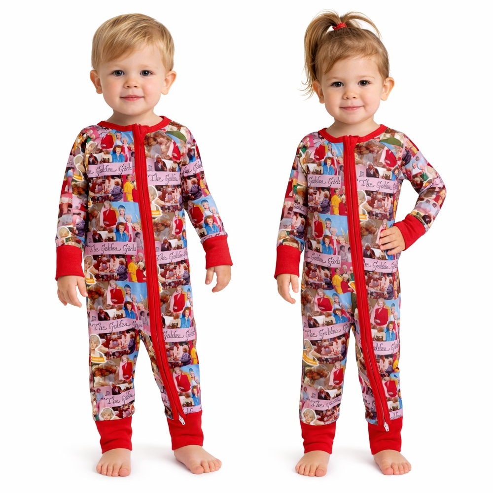 Golden Girls Bamboo Zippy Pajamas Toddler 2T Footed‎ 2 Way Zip Retro NWOT